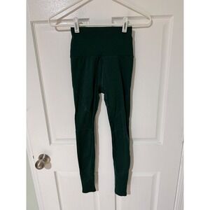 ALPHALETE High Waisted Seamless Ribbed Leggings Forest Green Size XS
